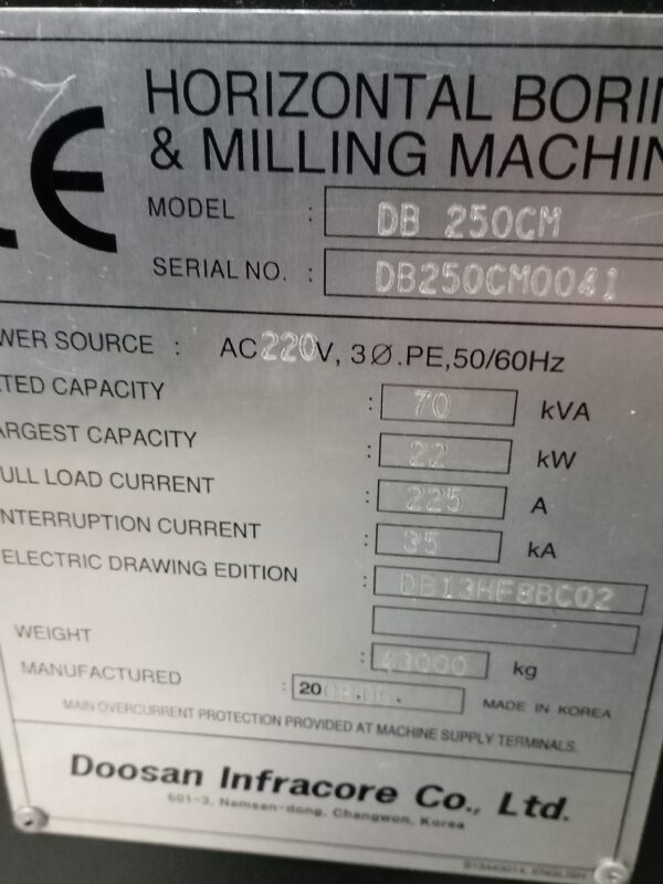 Alesatrice Doosan mod. DB250CM - immagine 2