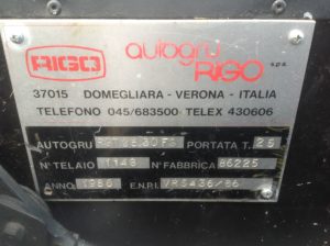 targetta Auto gru rigo